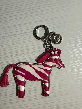 Michael Kors Hot Pink and White Zebra Horse Key Charm
